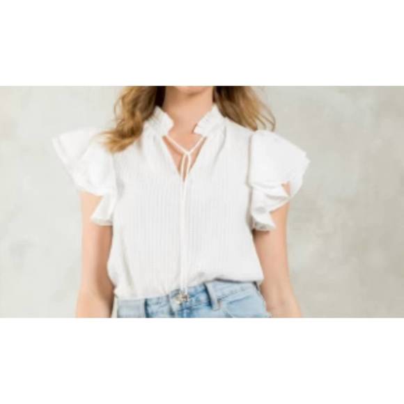 (THML) The Robbie Flutter Sleeve Top-Cream main image 1